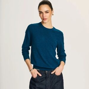 Naadam Cashmere Sweater Crew Neck Pullover Peacock Blue Size M